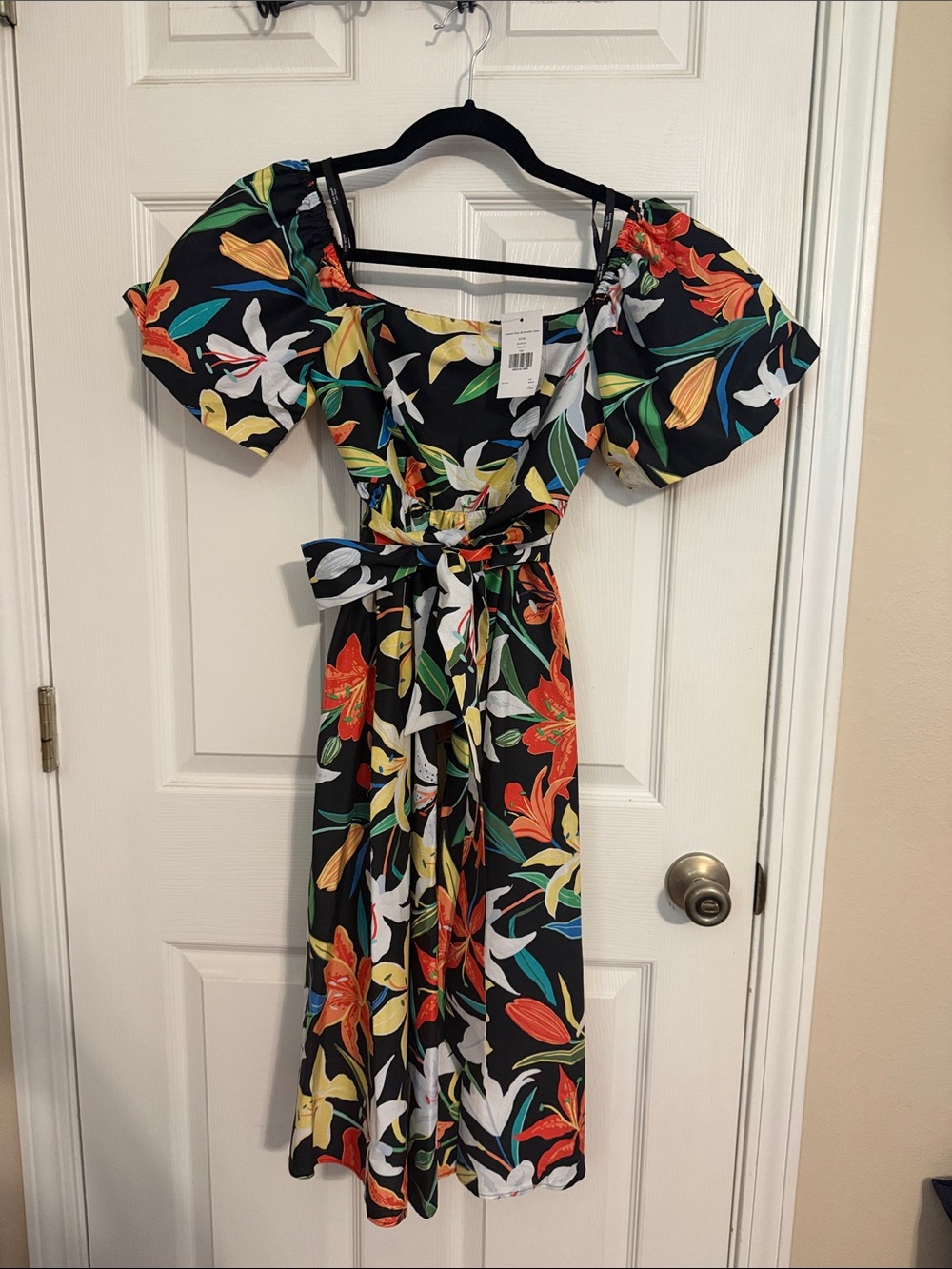 kate spade Black knee length Dress with Multicolor Floral Print